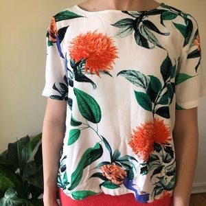 Floral Blouse with Slit in the Back